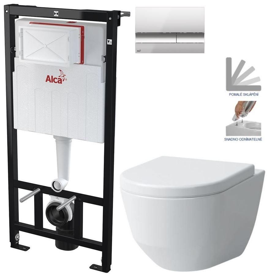 ALCADRAIN Alcadrain Sádromodul - predstenový inštalačný systém s chrómovým tlačidlom M1721 + WC LAUFEN PRO + SEDADLO AM101/1120 M1721 LP3