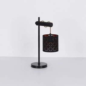 Globo Stolová lampa Clarke s textilným tienidlom, Obývacia izba / jedáleň, kov, drevo, textil, E27, 40W, P: 16 cm, L: 28 cm, K: 48cm