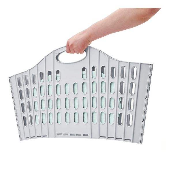 Sivo-zelený skladací kôš na bielizeň Addis Flat Folding Laundry Basket