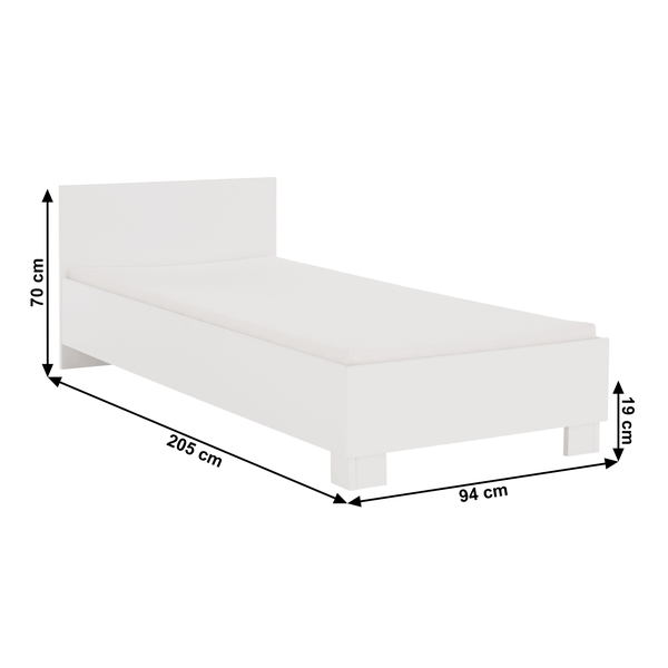 Posteľ, biela, 90x200, SVEND TYP 36