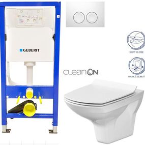 GEBERIT DuofixBasic s bielym tlačidlom DELTA21 + WC CERSANIT CLEANON CARINA + SEDADLO 458.103.00.1 21BI CA3