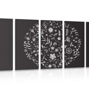 5-dielny obraz kvety s ľudovým motívom - 100x50