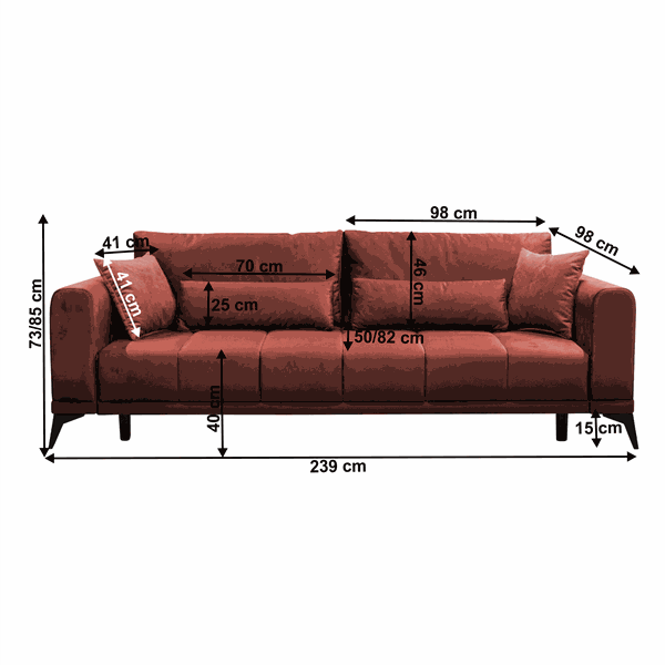 Rozkladacia pohovka, terakota, GRACE BIG SOFA