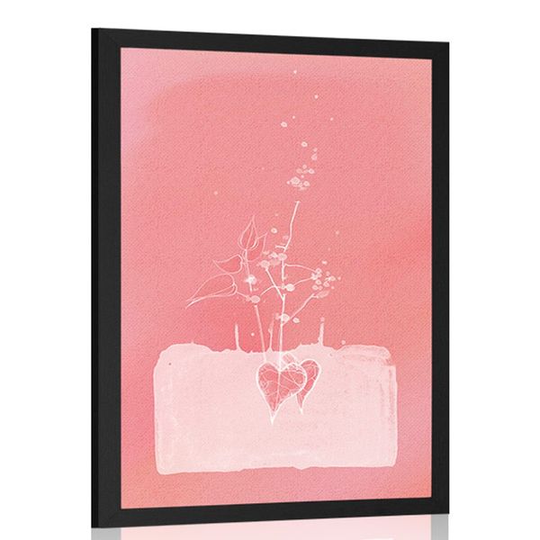Plagát ružové čaro kvetu - 40x60 white