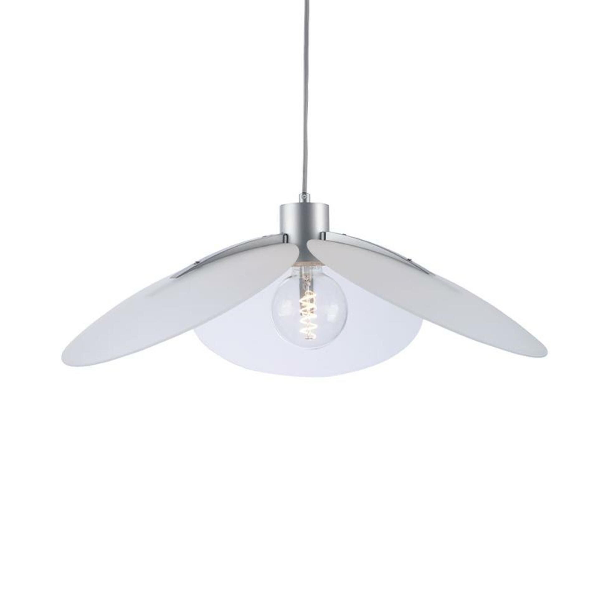 ACA Lighting závěsné svítidlo 1XE27 bílá+stříbrný kov D58XH120CM BLOSSOM EF21P158SW