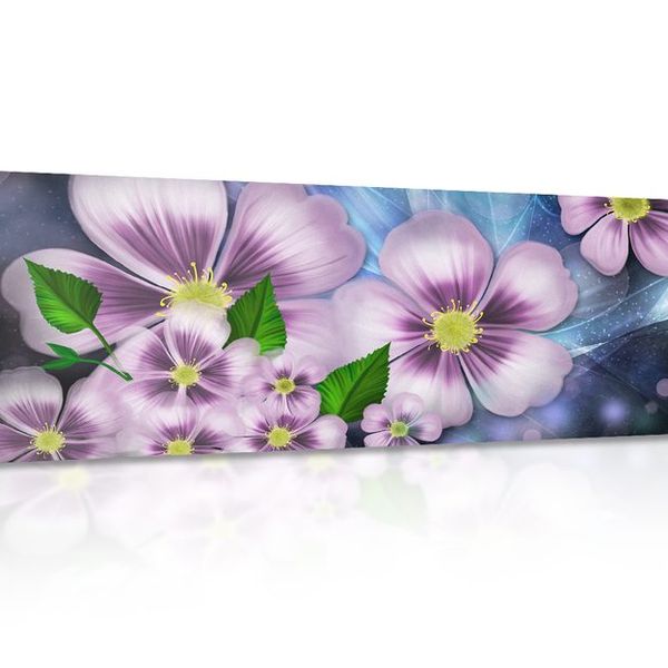 Obraz fialová fantázia kvetov - 150x50