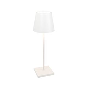 Zafferano Poldina L Desk lampa batérie IP54 biela, Obývacia izba / jedáleň, hliník, polykarbonát, 5.5W, K: 49.7cm