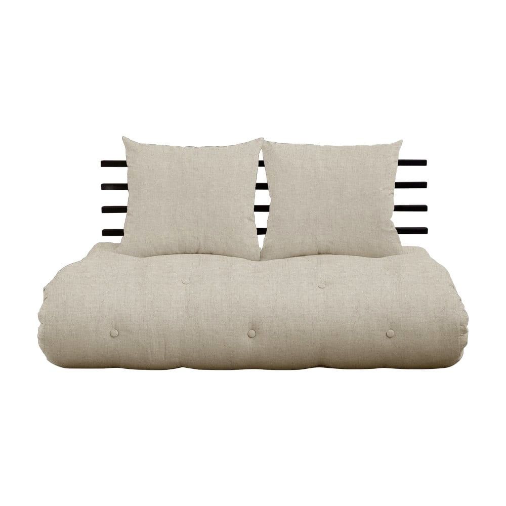 Rozkladacia pohovka s ľanovým poťahom Karup Design Shin Sano Black/Linen
