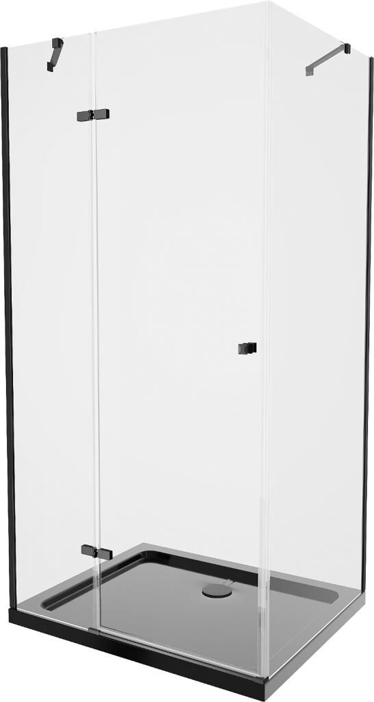 MEXEN/S - Roma sprchovací kút 100x90 cm, transparent, čierna + čierna vanička so sifónom 854-100-090-70-00-4070B