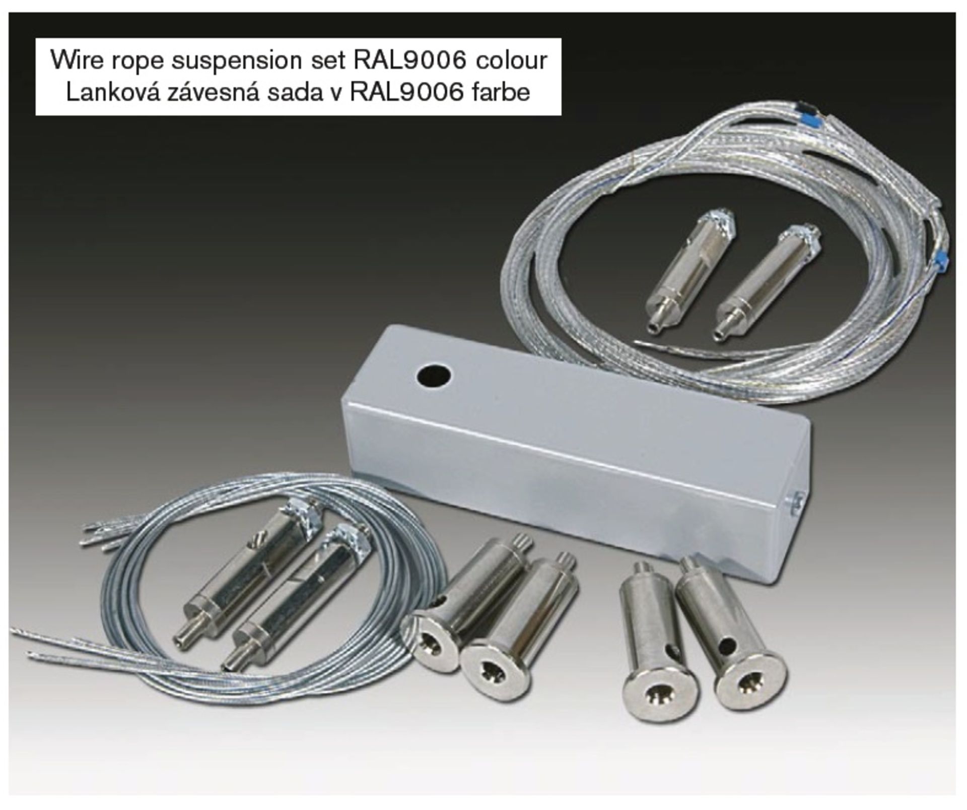 SEC Závěsná lanková sada - délka 1 m, šedá RAL 9006 85-B-05-13-00-SP