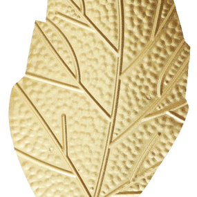 Kovová nástenná dekorácia Zlatý list, 30x55 cm