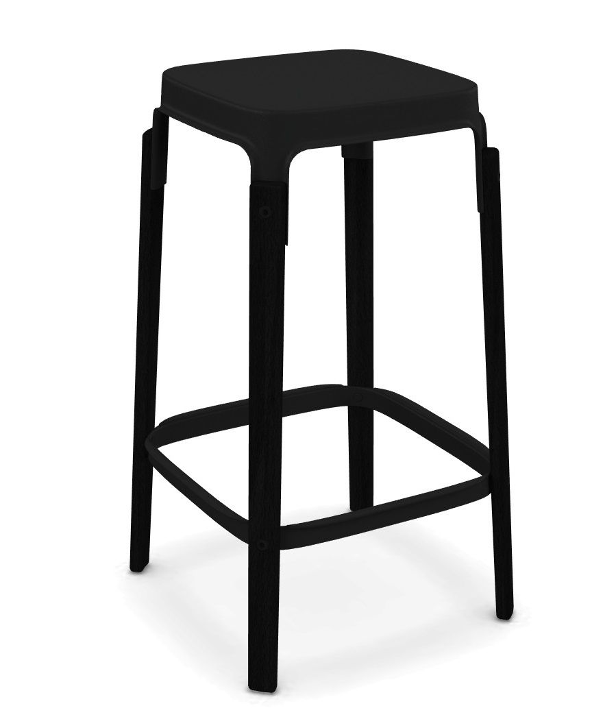 MAGIS - Nízka barová stolička STEELWOOD STOOL - čierna