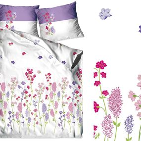 DomTextilu Bavlnené posteľné obliečky s motívom poľných kvetov 3 časti: 1ks 200x220 + 2ks 70 cmx80 Fialová 32747-163140