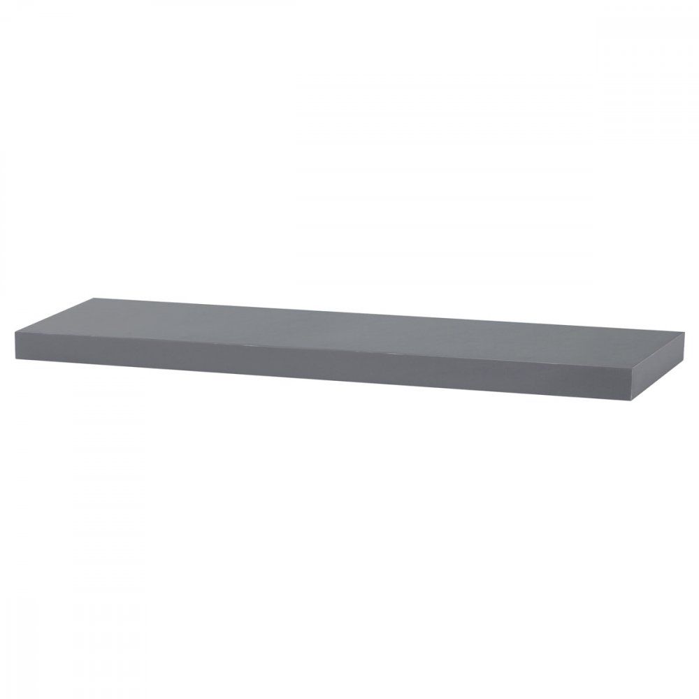 AUTRONIC P-013 GREY Polička nástenná 90 cm, MDF, farba sivý vysoký lesk, baleno v ochranej fólii