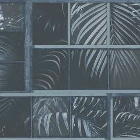 KT4-04773 A.S. Création vliesová tapeta na stenu Industrial 2023 palmy za oknom, veľkosť 10,05 m x 53 cm