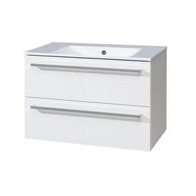 MEREO - Bino, kúpeľňová skrinka s keramickým umývadlom 81 cm, biela CN661