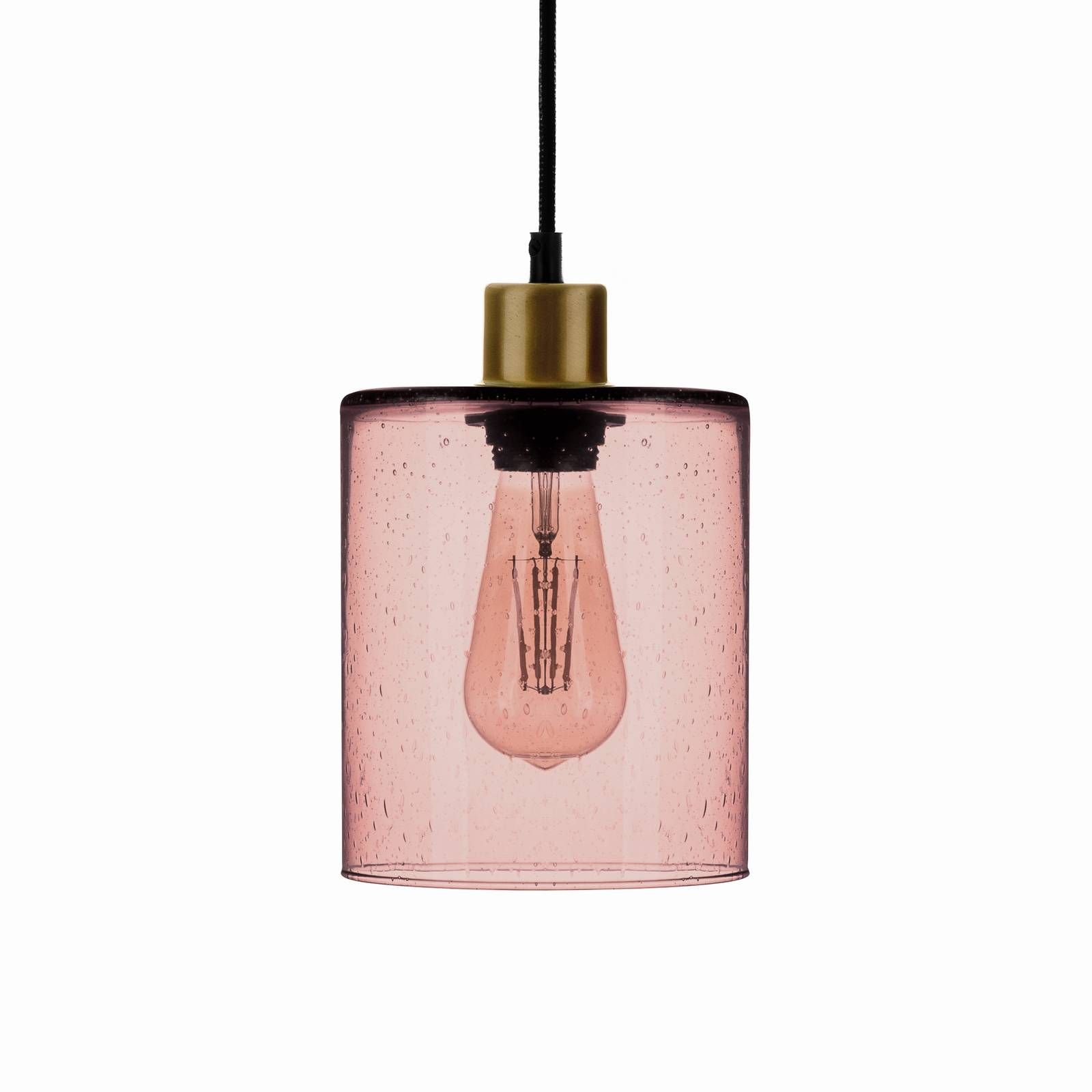 Euluna Závesná lampa Sóda sklenené tienidlo ružová Ø 15cm, Obývacia izba / jedáleň, sklo, kov, E27, 60W, K: 18cm