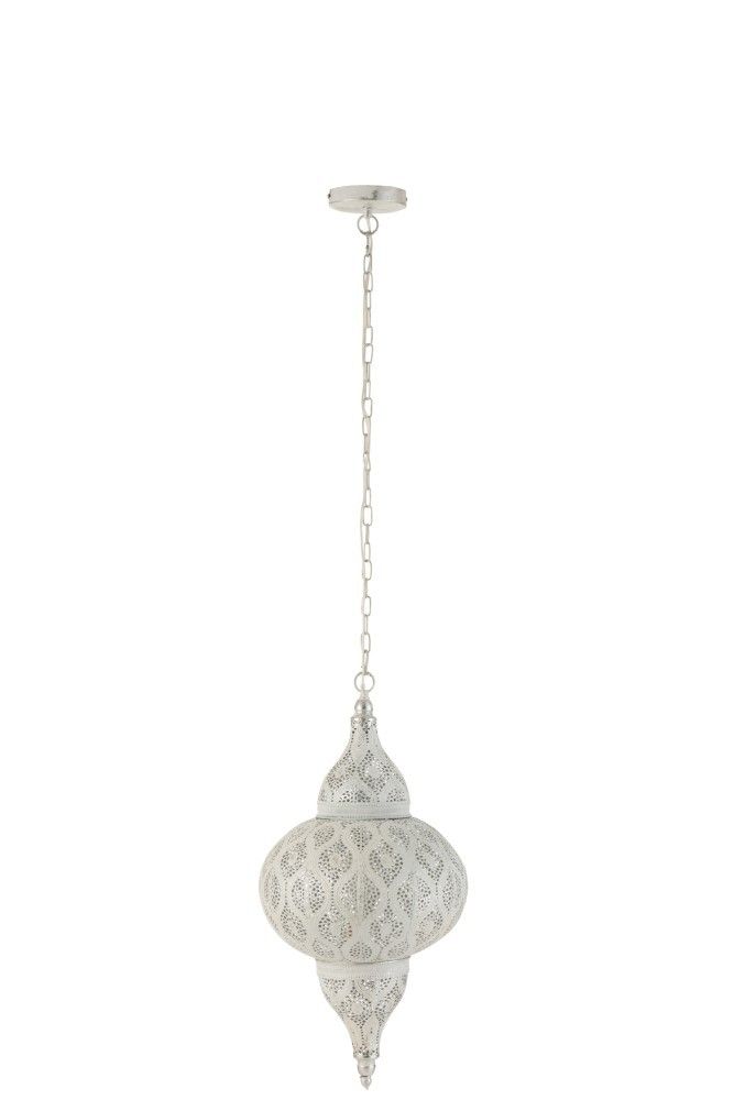 Biele kovové závesné svetlo / luster Oriental drop - Ø 31*133 cm