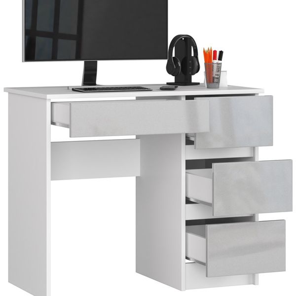 Písací stôl A-7 90 cm biely/sivý pravý