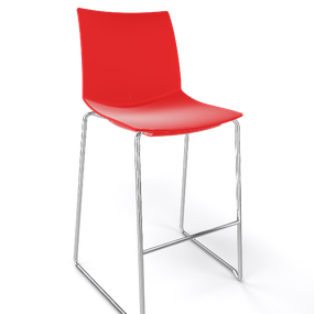 GABER - Barová stolička KANVAS ST 66 - nízka, červená/chróm