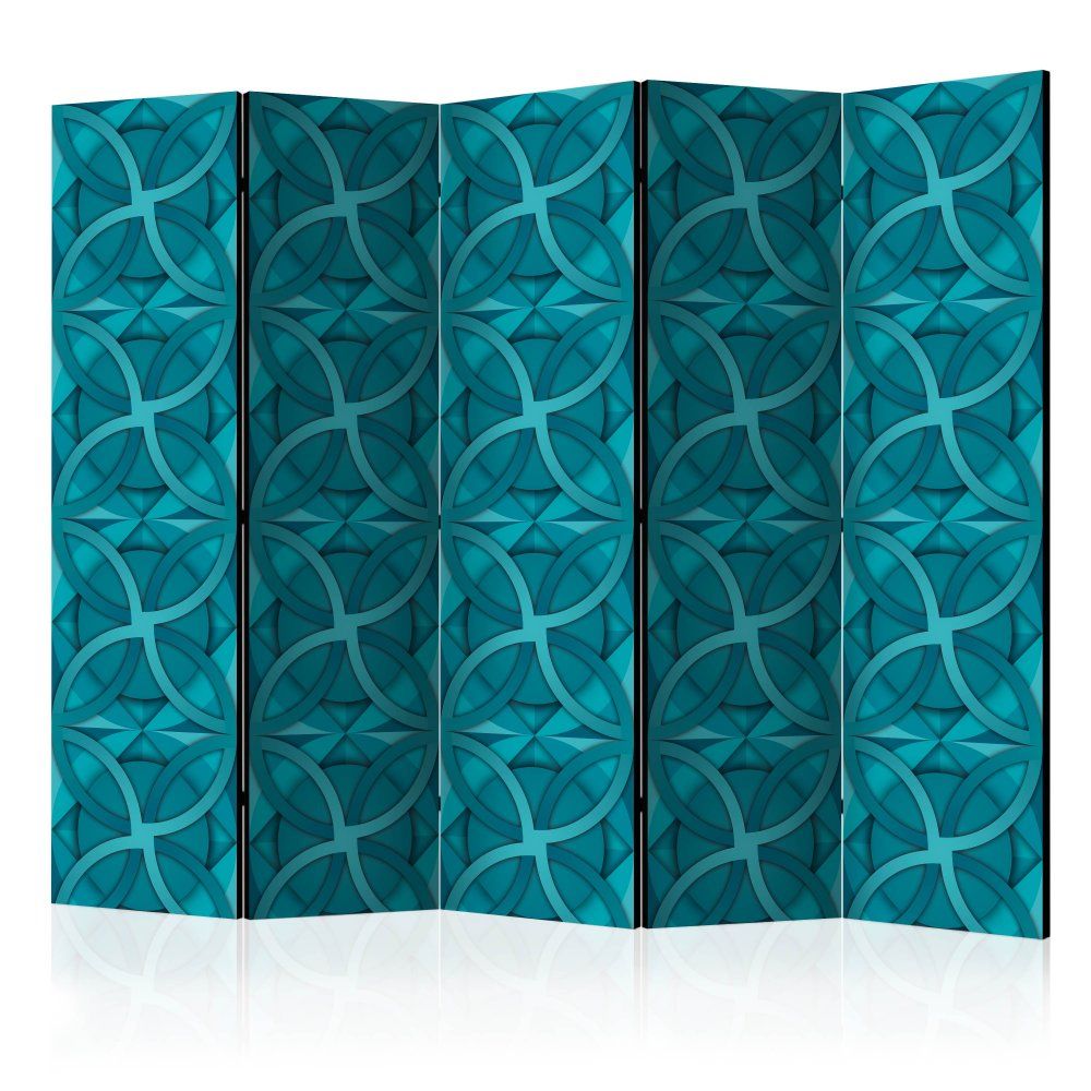 Paraván Geometric Turquoise Dekorhome 225x172 cm (5-dielny)