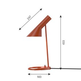 Louis Poulsen AJ Mini stolová lampa hrdzavočervená, Obývacia izba / jedáleň, oceľ, zinkový tlakový odliatok, E14, 20W, K: 43.3cm