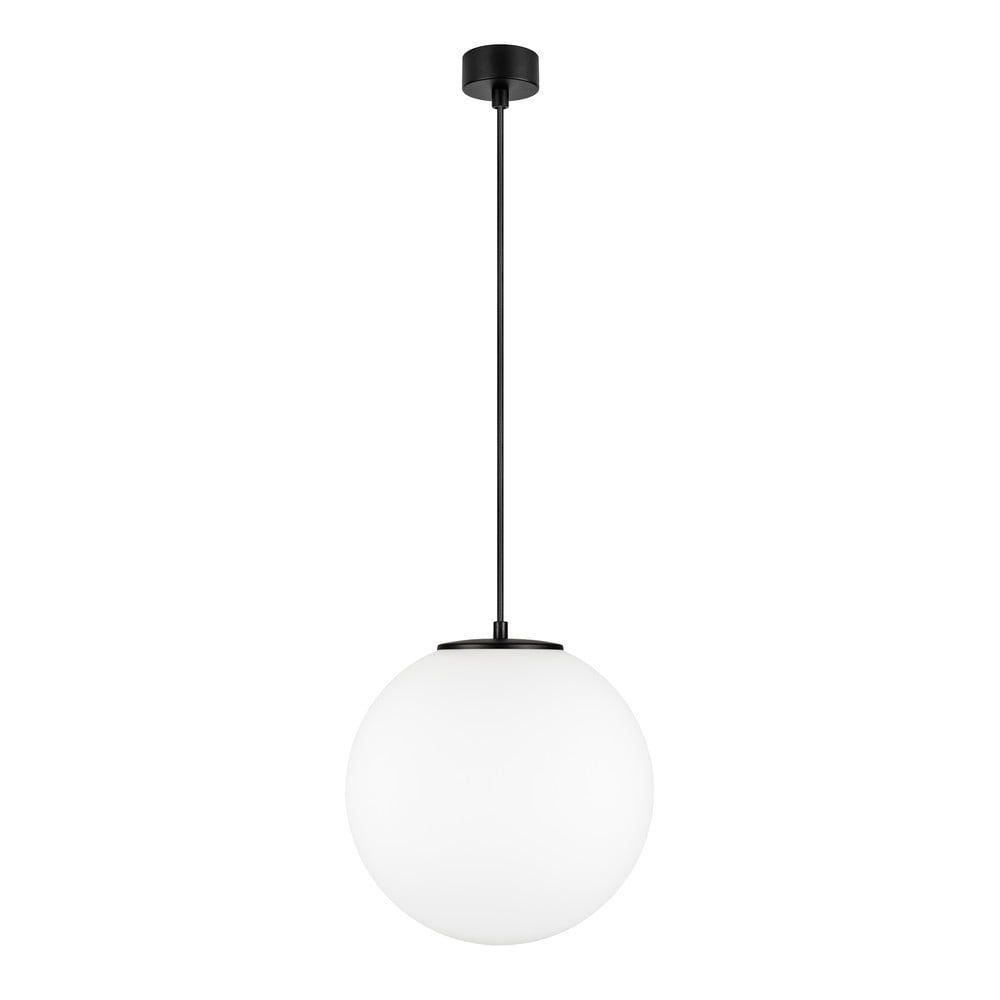 Biele závesné svietidlo v čiernej farbe s objímkou Sotto Luce TSUKI L, ⌀ 30 cm