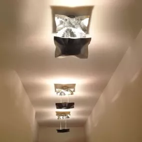 Knikerboker Piccola Crash stropné svetlo striebro, Obývacia izba / jedáleň, oceľ, 10W, P: 20 cm, L: 18 cm, K: 25cm
