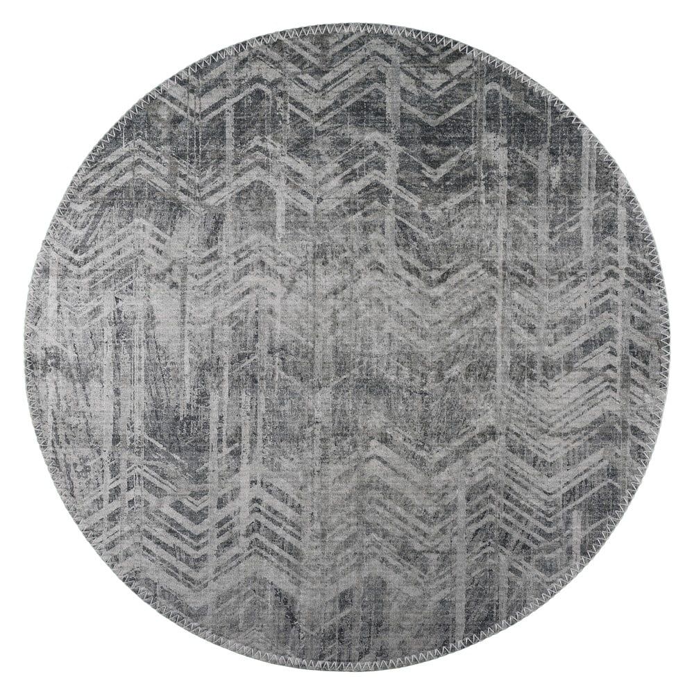 Sivý umývateľný okrúhly koberec ø 80 cm – Vitaus