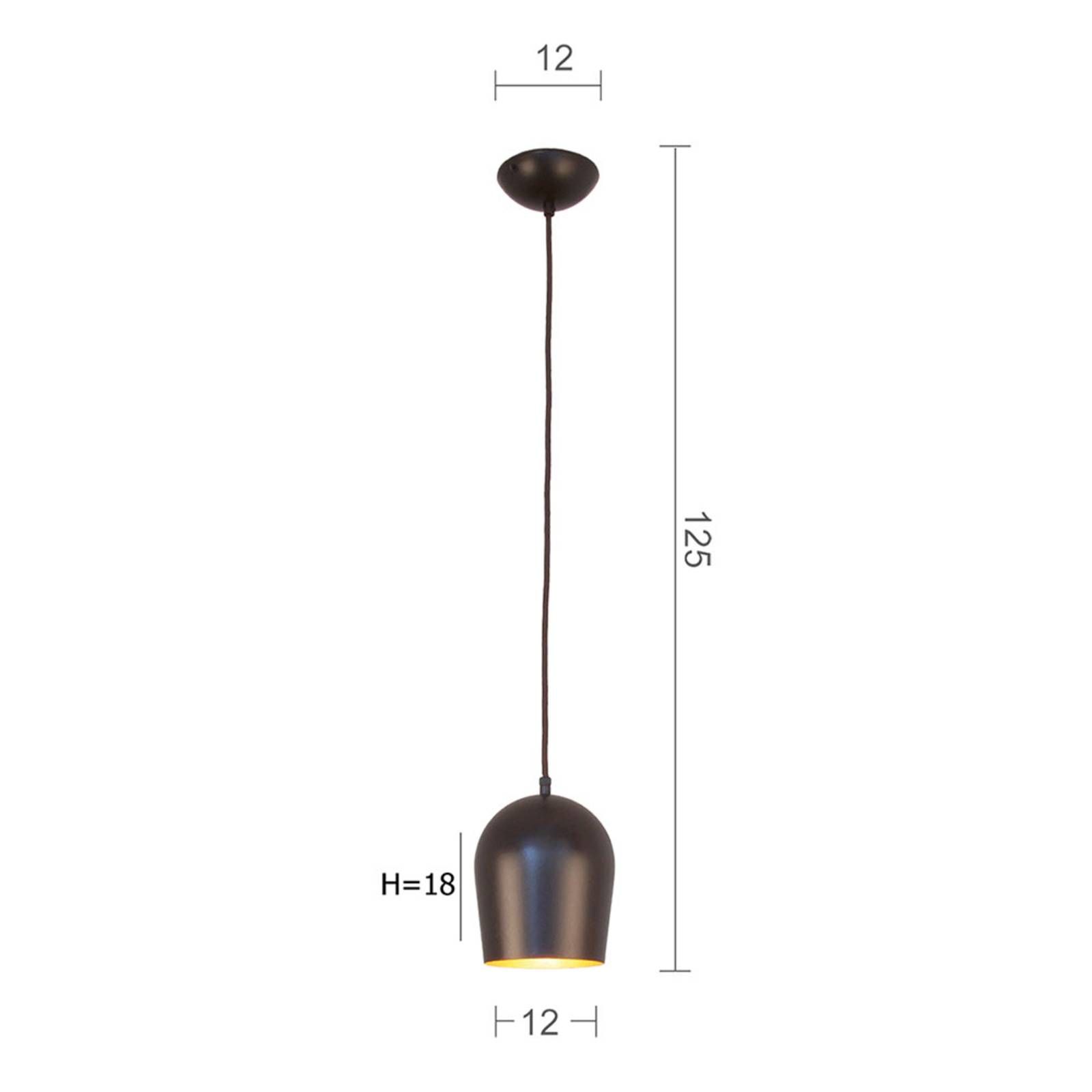 Menzel Solo Glo12 závesná lampa v hnedo-čiernej, Obývacia izba / jedáleň, železo, lístkové zlato, E27, 40W, K: 18cm