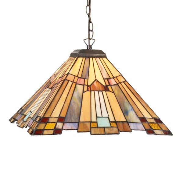 Artistar Hranatá závesná lampa Esmea v štýle Tiffany, Obývacia izba / jedáleň, kov, sklo, E27, 60W, P: 40 cm, L: 40 cm