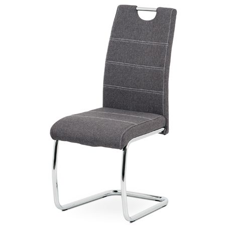 Autronic Jedálenská stolička látka, farba sivá/nohy kov chróm HC-482 GREY2