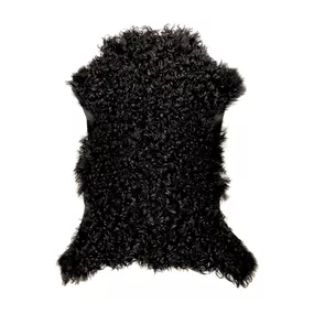 Čierna kučeravá jahňacie kožušina - 60 * 70 * 5 cm