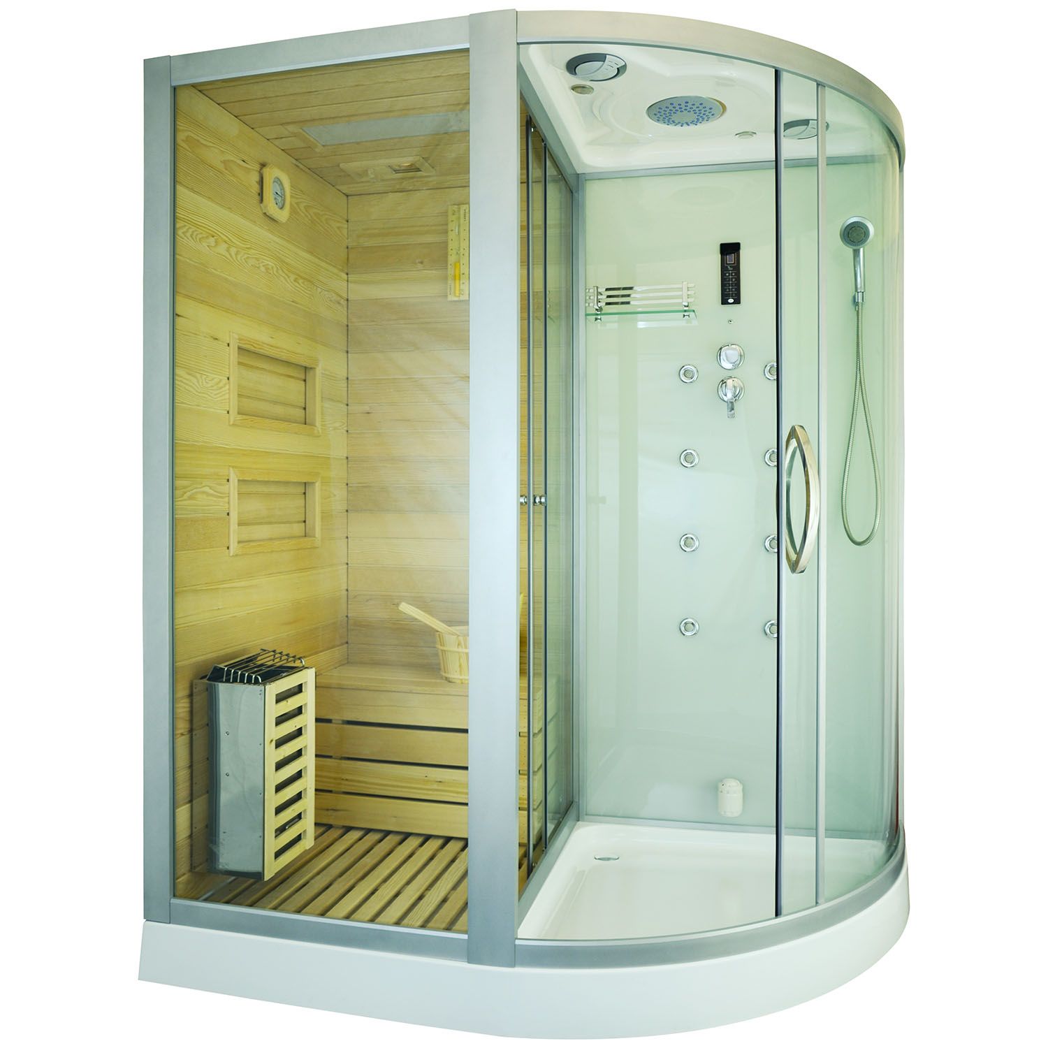 M-Spa - Sauna so suchou parou s funkciou hydromasáže BIELA ​​ľavá 180 x 110 x 223 cm