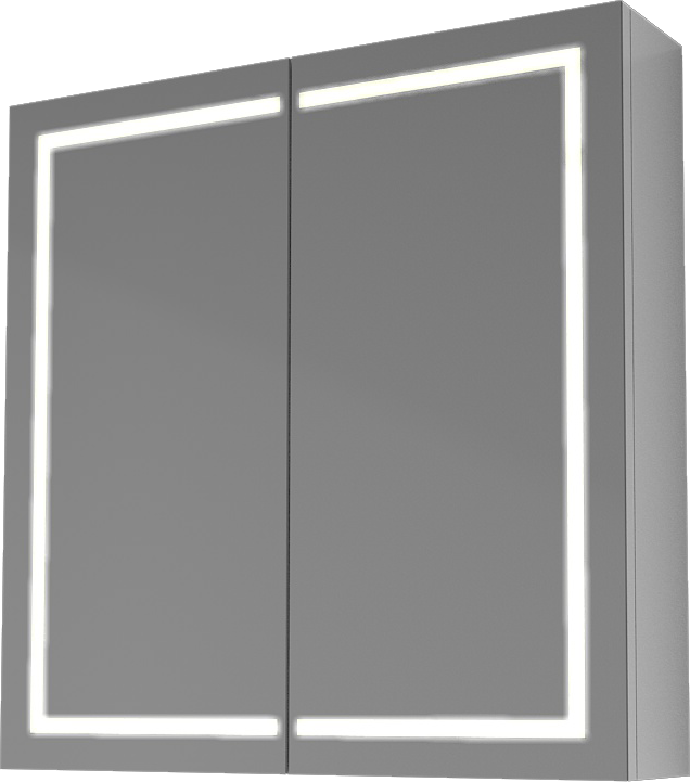Zrkadlo PRO 700 LED dvoj-dverové - Biely lak, vysoký lesk