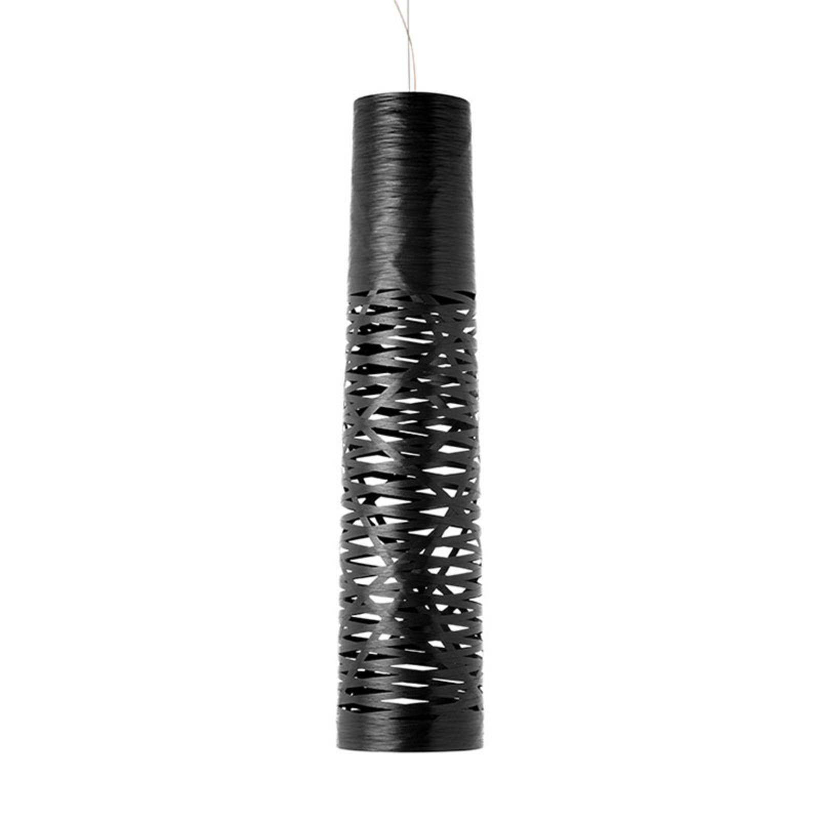 Foscarini Tress media závesná lampa, čierna, Obývacia izba / jedáleň, sklenené vlákno kompozitný materiál, kov, hliník, E27, 100W, K: 110cm