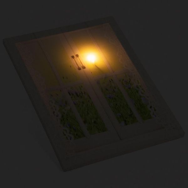 Nástenná maľba slnka za oknom, 1 LED, 30 x 40 cm