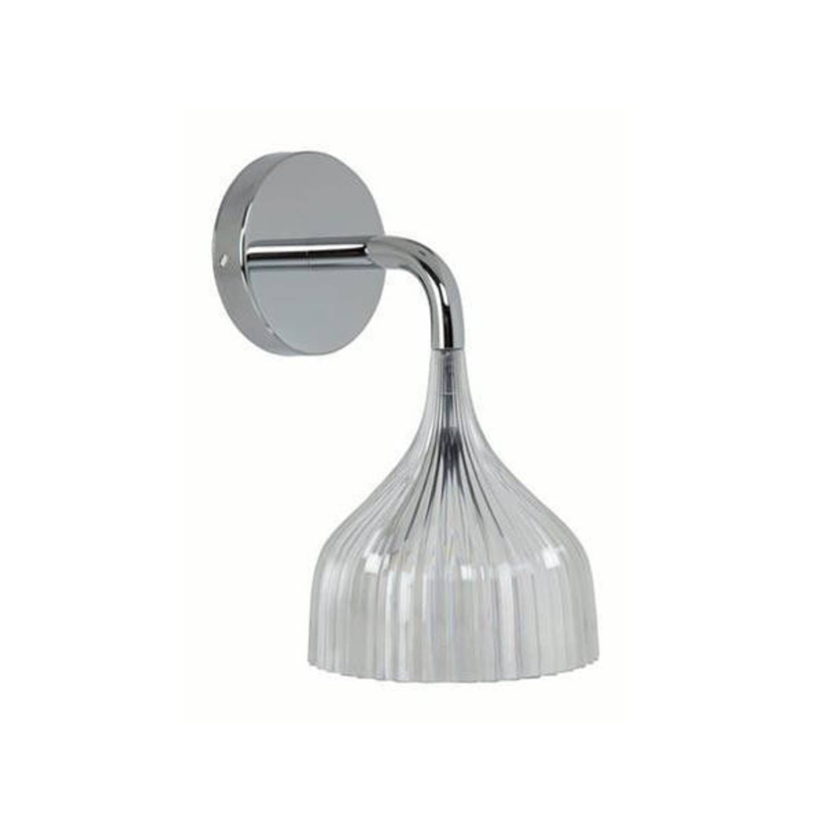 Kartell É – nástenné LED svietidlo priehľadné, Obývacia izba / jedáleň, pochrómovaná oceľ, polykarbonát, E14, 5W, K: 14.5cm