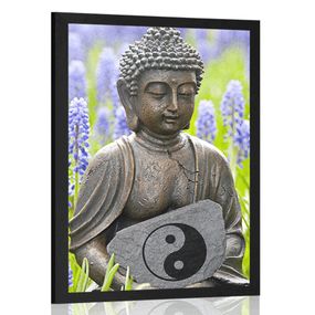 Plagát jin a jang Budha - 20x30 black