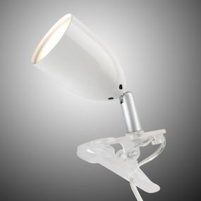 Brilliant Moderná upínacia LED lampa LEO v bielej, Spálňa, kov, plast, GU10, 3W, Energialuokka: F, P: 11 cm, L: 11 cm, K: 17cm