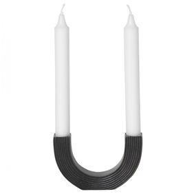 ferm LIVING Dizajnový mosadzný svietnik na dve sviečky Arch Black