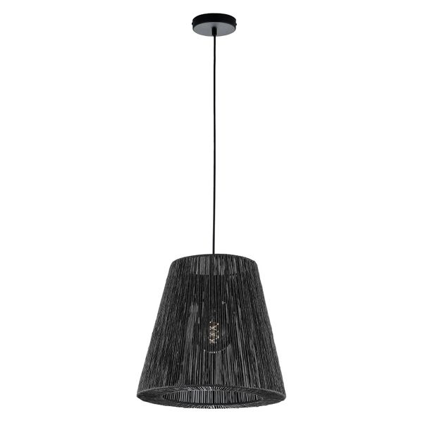 HELL Závesné svietidlo Rope z papiera, čierna, Ø 38 cm, Obývacia izba / jedáleň, papier, E27, 40W