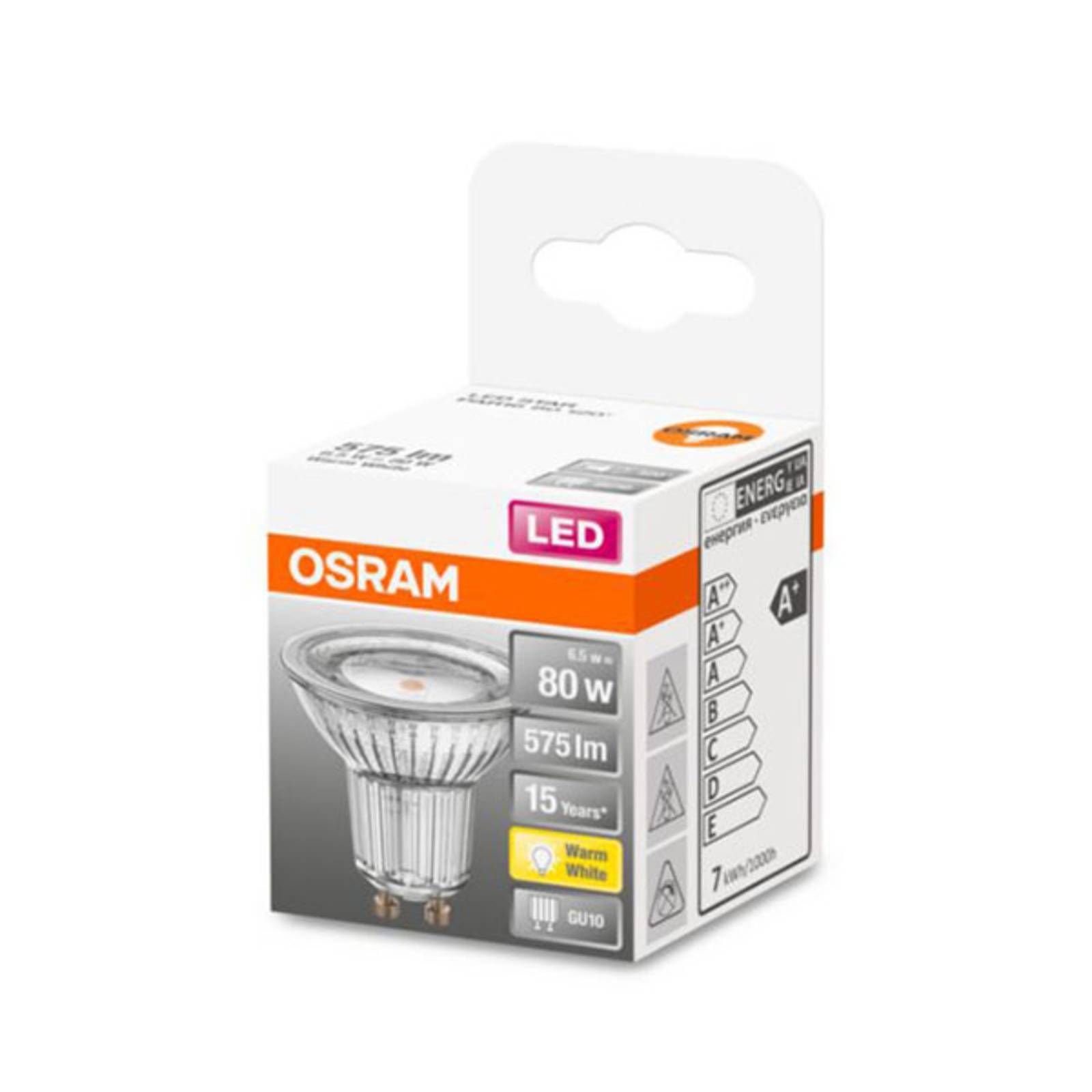 OSRAM LED reflektor GU10 6, 9W teplá biela 120°, GU10, 6.9W, Energialuokka: F, P: 5.4 cm