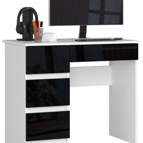 Písací stôl A-7 90 cm biely/čierny ľavý