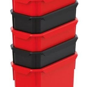 Sada 6 plastových boxov na náradie TITANO 140x75x280 čierna/červená