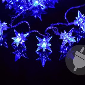 Vianočné LED osvetlenie - modré hviezdy, 4 m