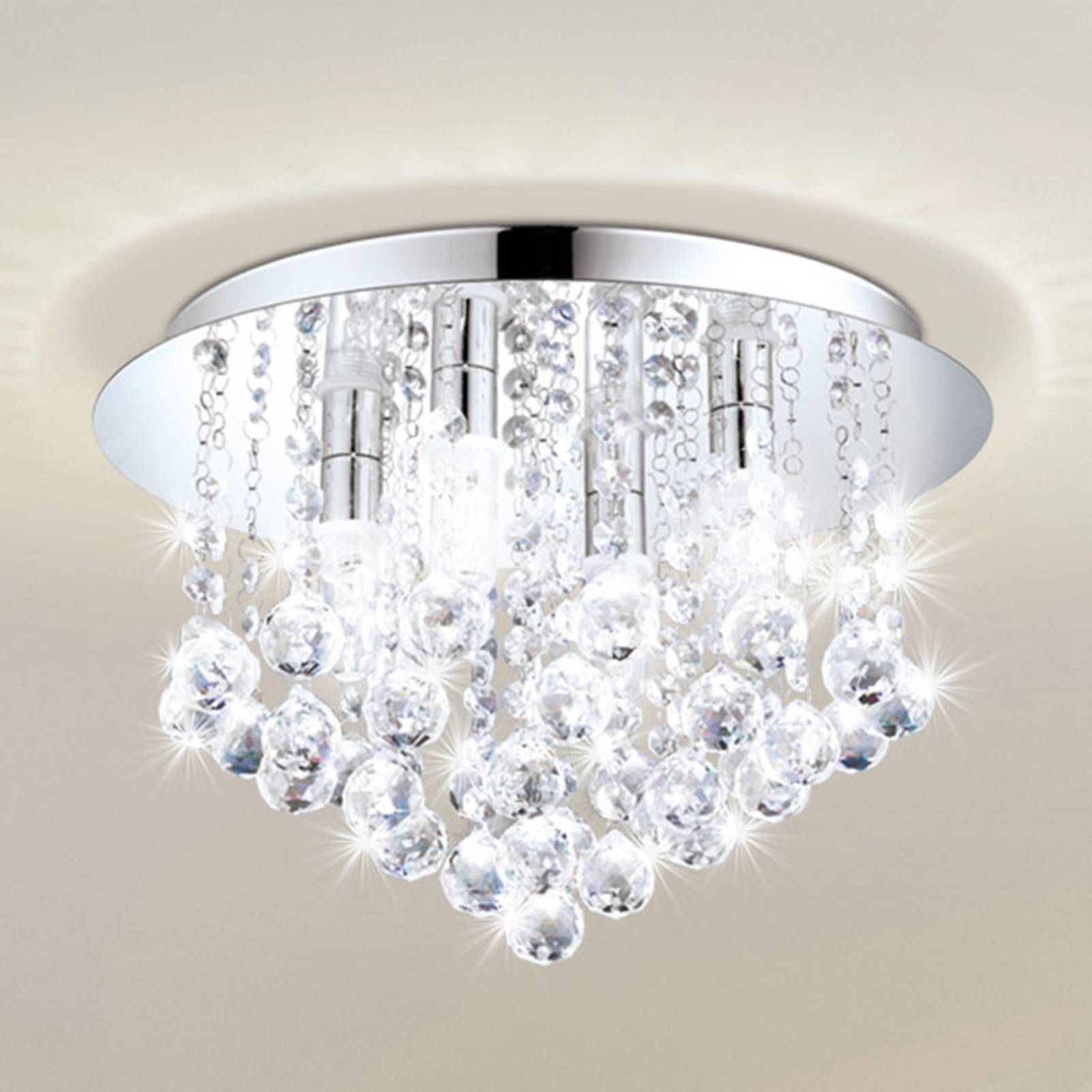 EGLO Stropné LED svietidlo Almonte so závesom 50cm, Obývacia izba / jedáleň, kov, krištáľové sklo, G9, 3W, K: 30cm