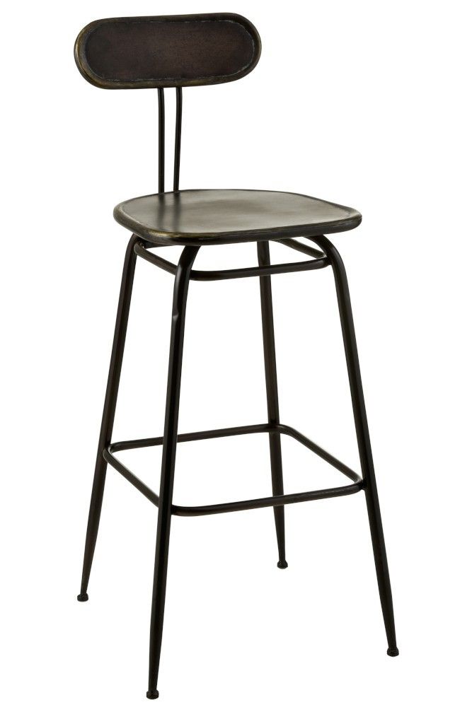 Čierna kovová barová stolička s opierkou Industrial - 45 * 46 * 104cm