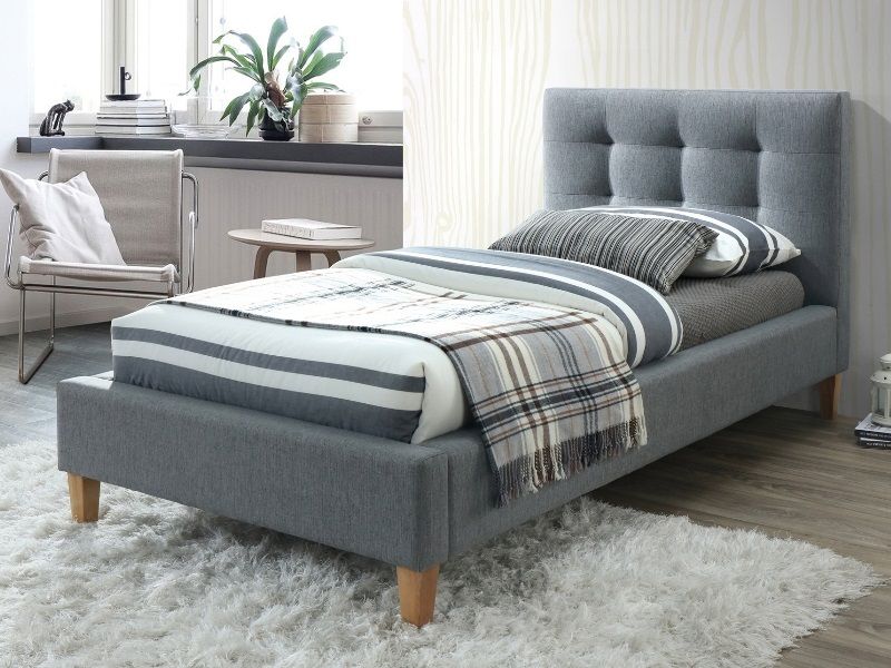 TENERIFFE čalúnená posteľ 90 x 200 cm, šedá, dub