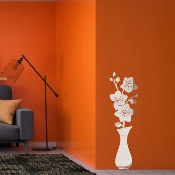 DomTextilu Ozdobné zrkadlá do obývacej izby v motíve vázy s kvetmi 8037